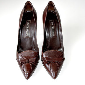 Sergio Rossi Brown Stiletto Bow Pumps/Shoes 37.5
